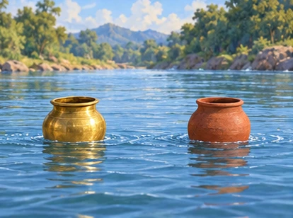 Pots drifting parallel with generous water gap.