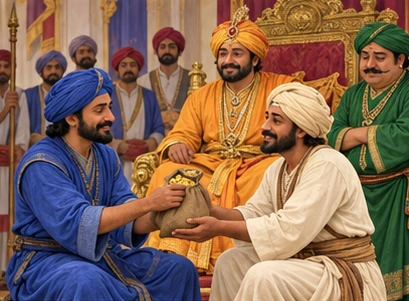 The honest valuer and king arrange fair payment for the trader.