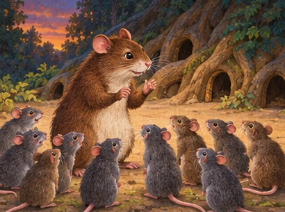 The concerned chief counts his troop outside their burrows at dusk.