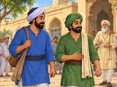 The two traders agree to bring their dispute before the town judge.